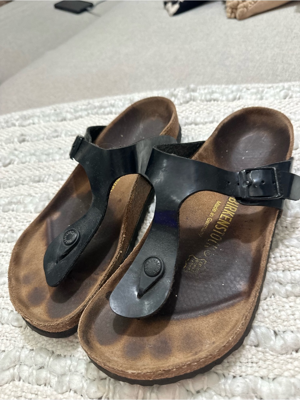 Birkenstock Black T-strap Thong Sandals